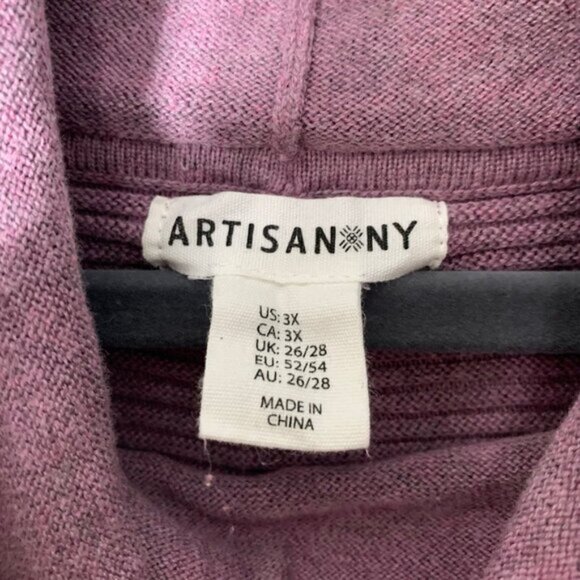 Artisan NY light plum cowl neck drawstring ribbed long sleeve athleisure top - Picture 6 of 11